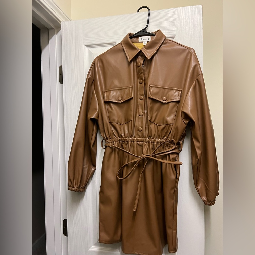 Faux leather brown dress.